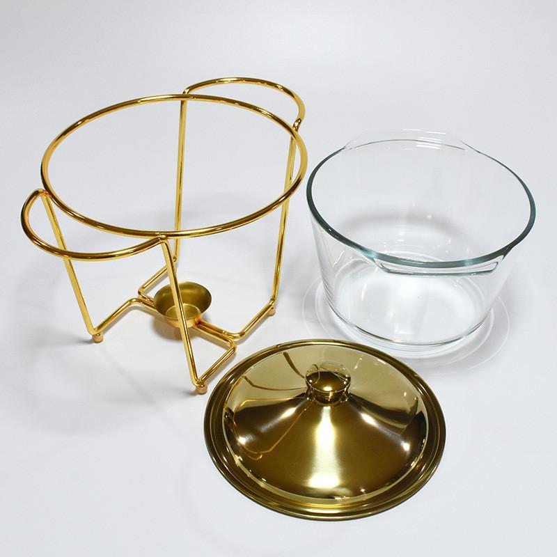 Deep Glass Buffet Stove 4.0L Large Capacity Food Heating Container Restaurant Small Hot Pot Alcohol Stove