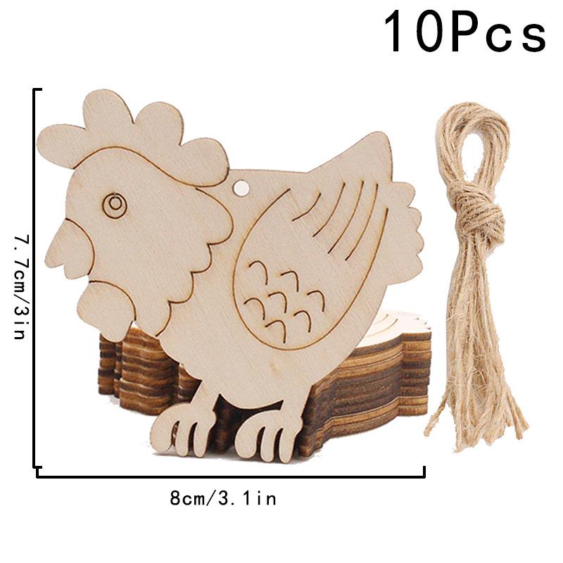 

10 шт./упак. деревянный пасхальный кролик деревянные ломтики весенние украшения ремесла праздничные принадлежности яйцо DIY 10pcs