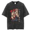 Plus Size Cotton Men Streetwear Cotton Unisex Oversized Tops Tees Anime Print Vintage Washed Tshirt Summer Short Sleeve T Shirt