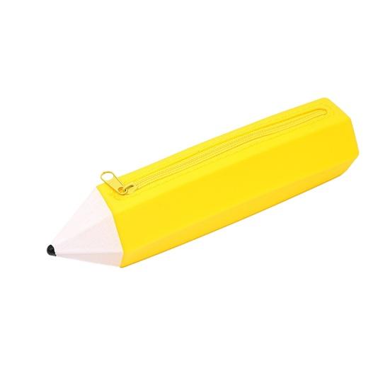 

Pencil Case Large Capacity Pencil-Shaped Silicone Pencil Case for Students Zippered Stationery Storage Bag Multifunctional Travel Cosmetic Bag for жёлтый