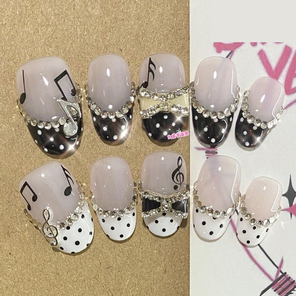 Kawaii Handmade Square Press On Nails Art Party Stickers Cute Flower Panda Bear Animal Custom Acrylic Fake Nails