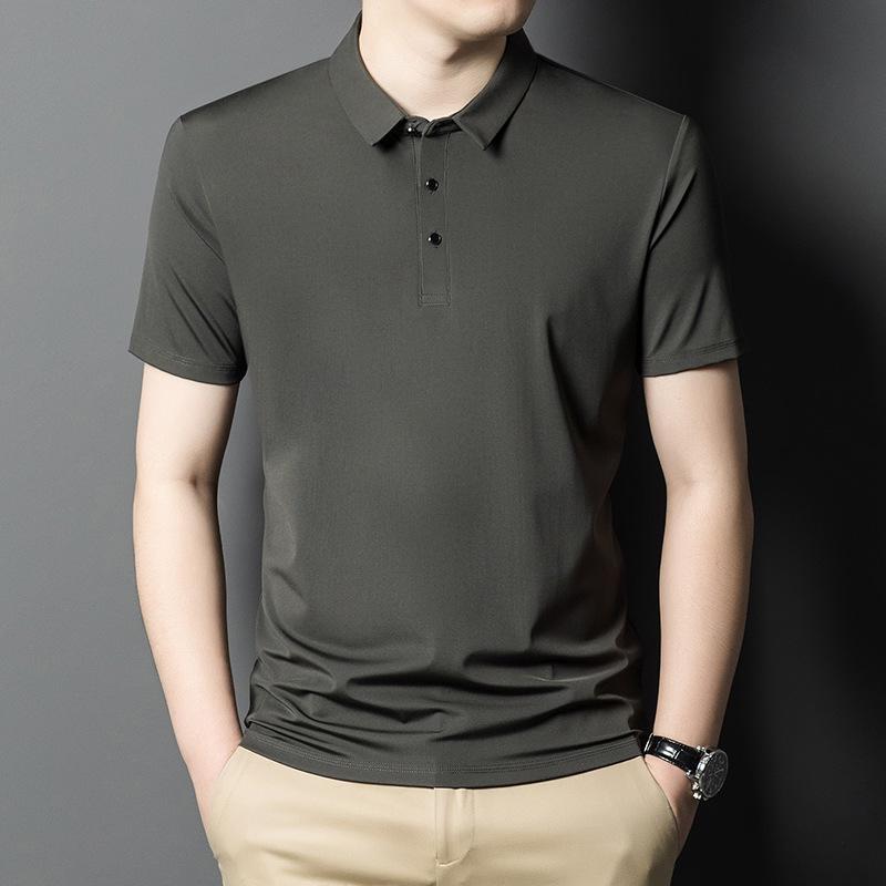 Men's 2025 Summer Breathable Ice Silk POLO Shirt - High-End, Loose Fit, Casual Short Sleeve T-Shirt