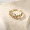 Golden Plated Open Adjustable Ring with Multi-Cut Synthetic Zircon for Women Elegant Statement Jewelry Gift