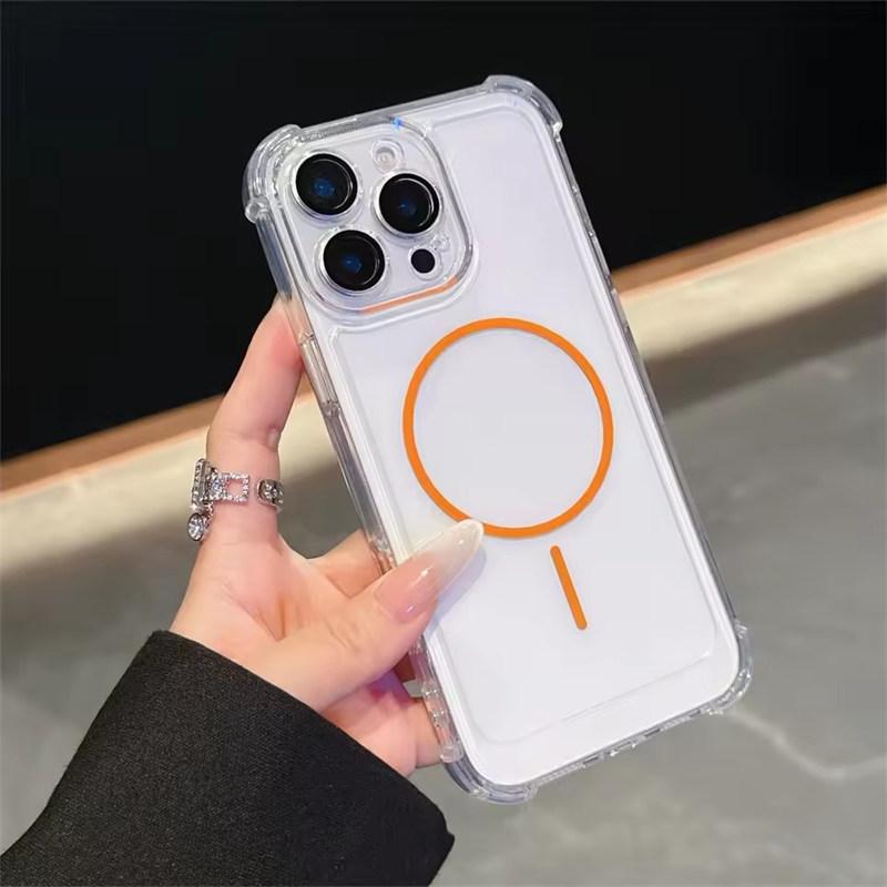 Luxury Airbag Shockproof Clear For Magsafe Case For iPhone 11 12 13 14 15 16 Pro Max Plus Magnetic Wireless Charge Bumper Cover