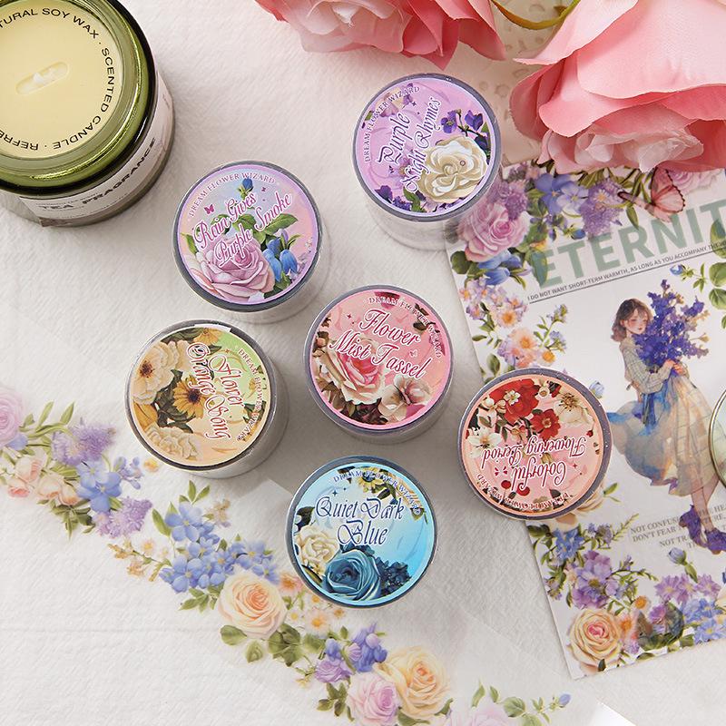 Dream Flower Fairy Tale Washi Tape Roll - Floral Decorative Stickers for Children's Journals