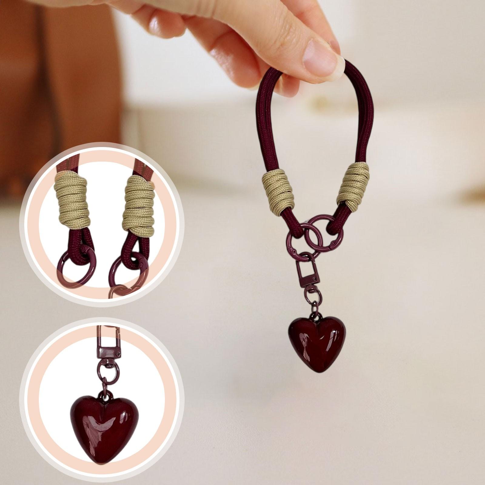 

Модный двойной кольцевой шнурок для мобильного телефона Любовь - Портативный брелок/Подвеска для рюкзака/Подвеска против потери One Size