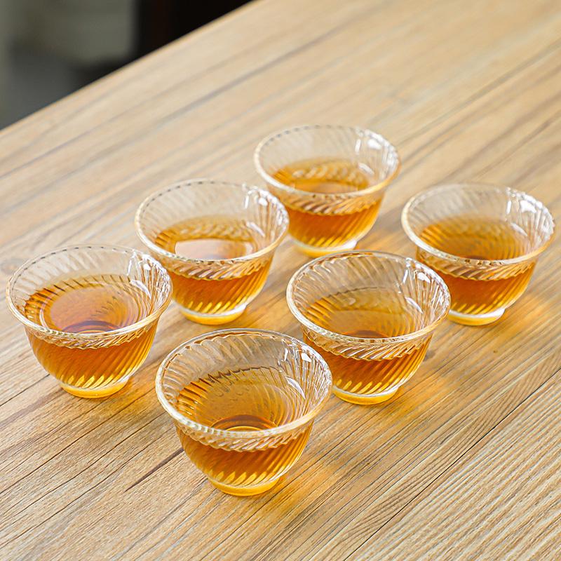 Thickened, heat-resistant glass tea cup for home use – transparent, Gongfu style, ideal for tea tasting. Large host cup, perfect for enjoying tea.