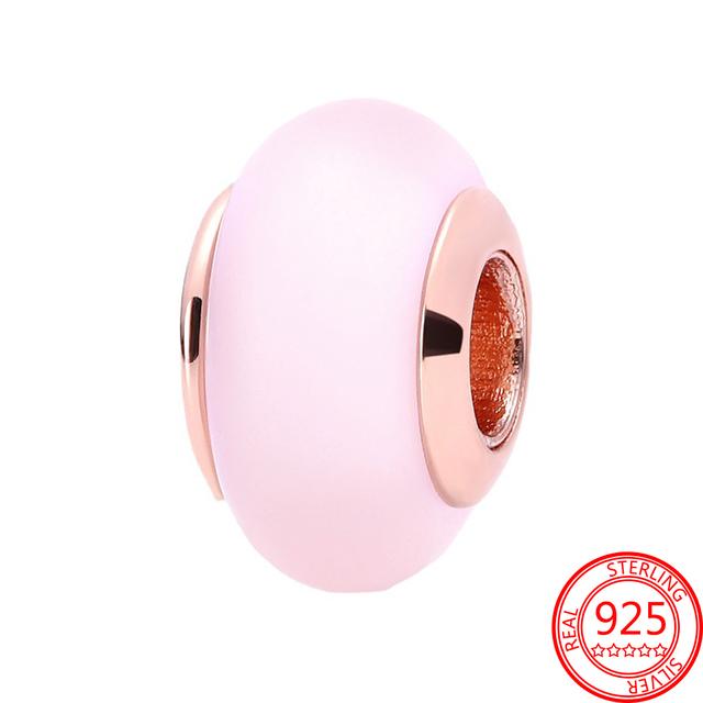 

Стерлингового серебра 925 пробы, розовые матовые граненые бусины из муранского стекла, подвески, подходят для европейского браслета диаметром 3 мм, очаровательные бусины для изготовления ювелирных изделий