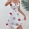 European and American Love Printing Sexy Lace Home Suspender Skirt Pure Desire Nightdress Temptation Backless Sex Dress