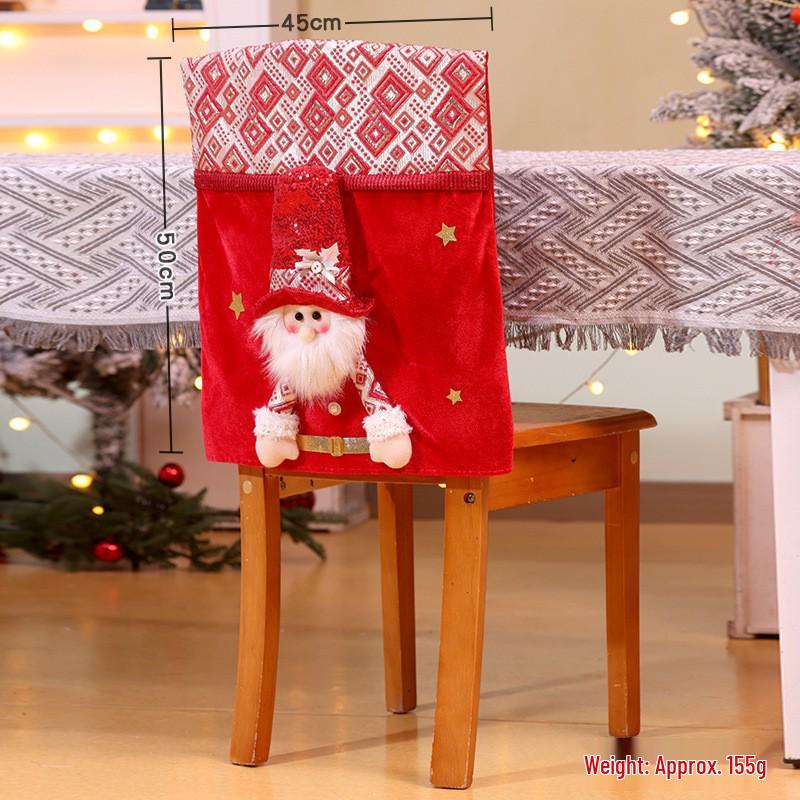 Christmas Santa and Snowman Chair Back Covers - Festive Restaurant Decorations
