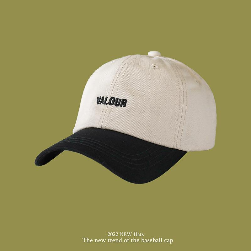 New Style Soft Top Letter Embroidery Female Baseball Cap with Big Brim and Male Sun Visor Color Block Baseball Cap