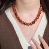 Colorful Elegant Bead Collarbone Chain Vintage Round Acrylic Bead Choker Delicate Neck Accessory for Prom Wear