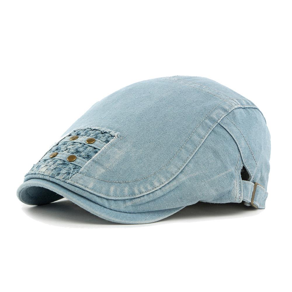 

Джинсовая шляпа женский берет британский винтажный кепка вперед мужская кепка с козырьком светло-синий