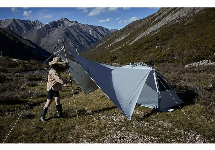 Mountain Outdoor Quick-Open Dome Tent with Detachable Sunshade