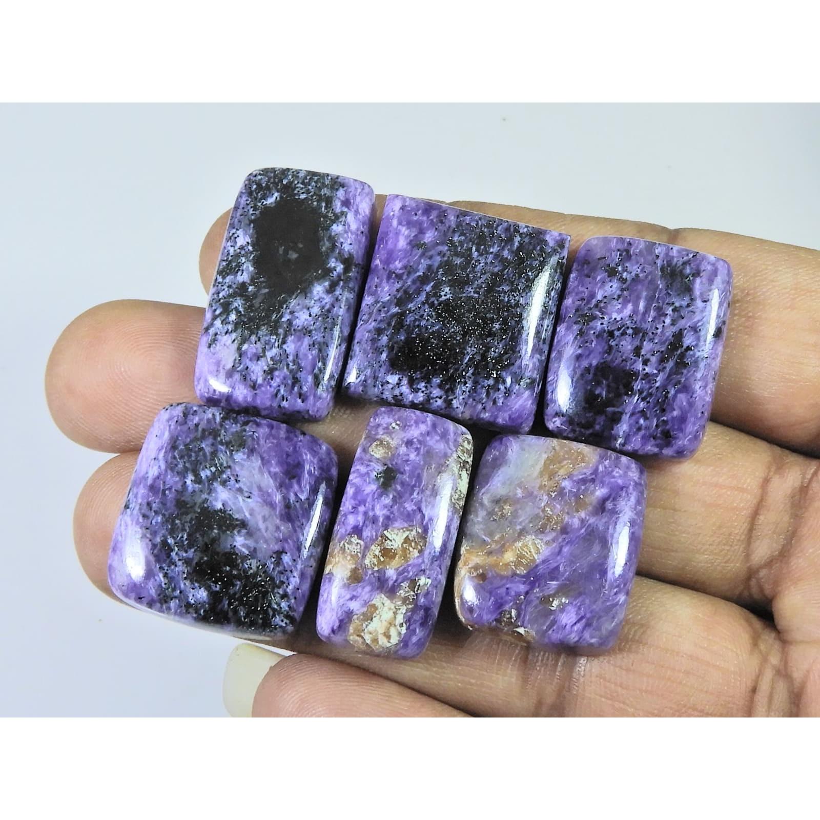 160Cts. Natural Purple Charoite Octagon Cabochon Loose Gemstone 06 Pcs Lot C-2363
