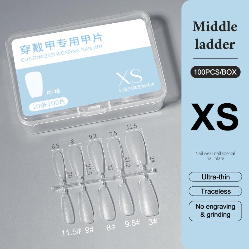 100Pcs/Box Xs/S/M Fake Nails No Polishing No Trace Press On Nails Clear Artificial Thin Nail Tips For Nail Extension Home Diy