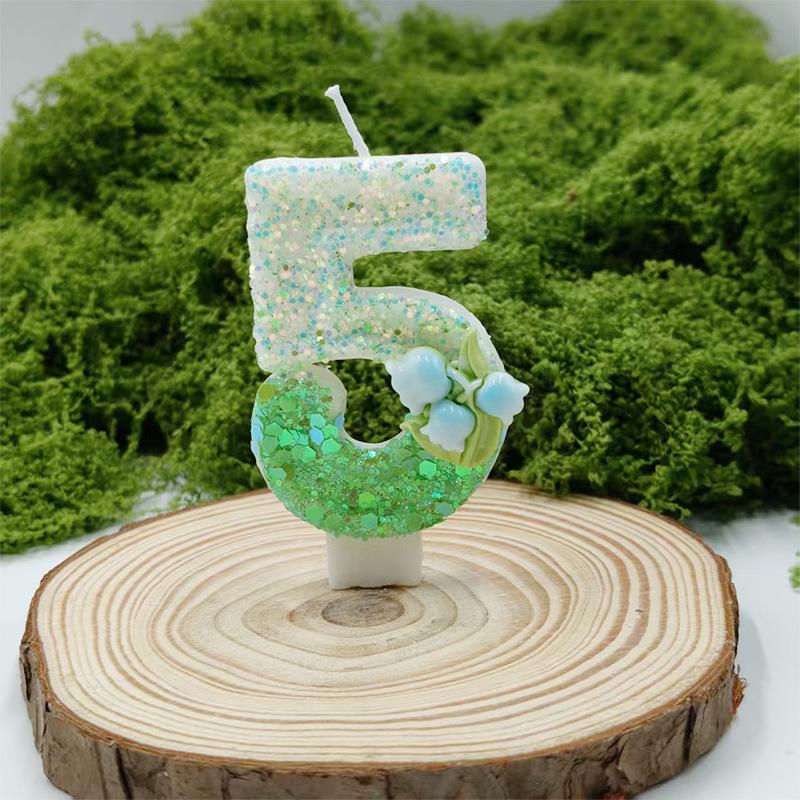 Lily of The Valley Flower Multi-Specification Creative Digital Candle Handmade Cake Decoration Premium Party Children's Year-old Candle