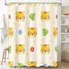 Adorable Animal Print Shower Curtain For Kids Bathrooms Tiger Head Design With Leaves And Flowers In Multicolored Pattern