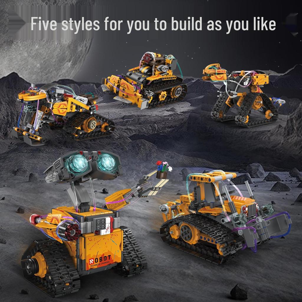 Fünf-in-Eins Programmierbarer Wall-E Roboter: Montagebausteine, Elektrische Wissenschaftliche Bildung, Fernbedienung, Kompatibel mit Lego