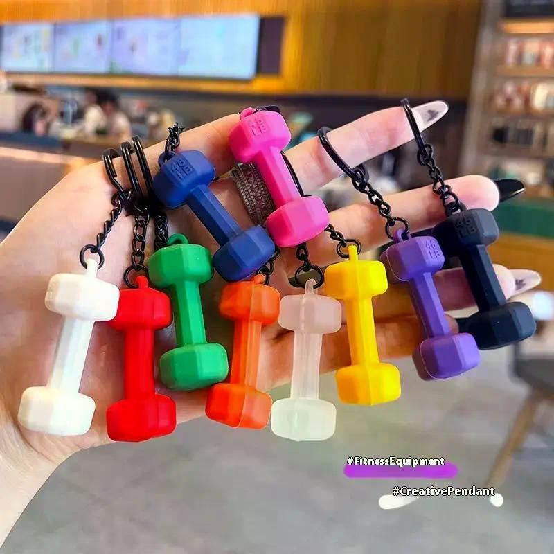 2026 New Barbell Keychain Silicone Dumbbell Keychain Gym Gifts For Gym Lovers Fitness Trainer Gift Backpack Car Key Pendant