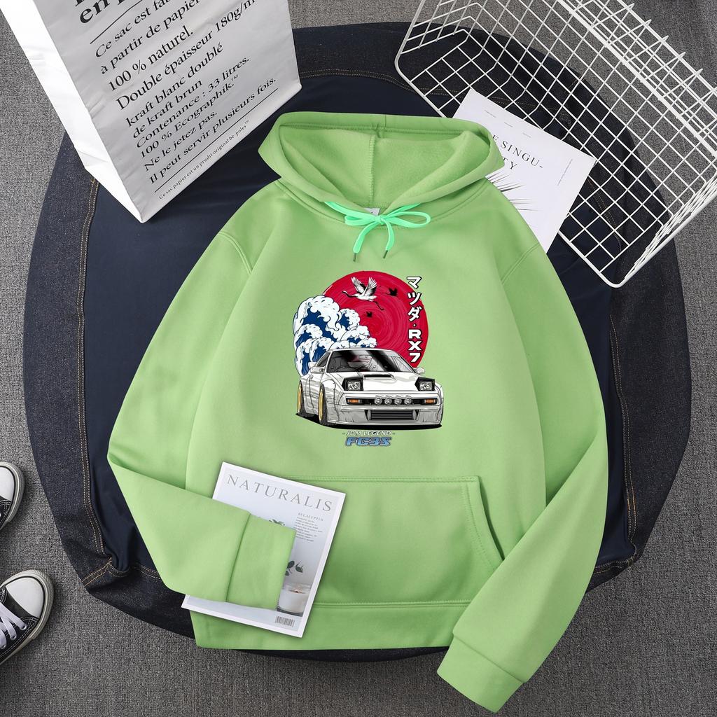 Hot selling anime anime head text D car hooded sweater men sweatshirt JDM car tide