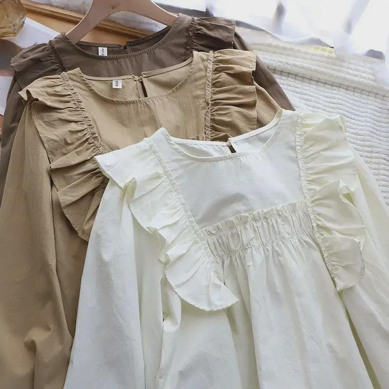 Camisa Elegante de Renda com Manga Longa e Corte Ajustado para Mulheres - Coleção Primavera & Outono