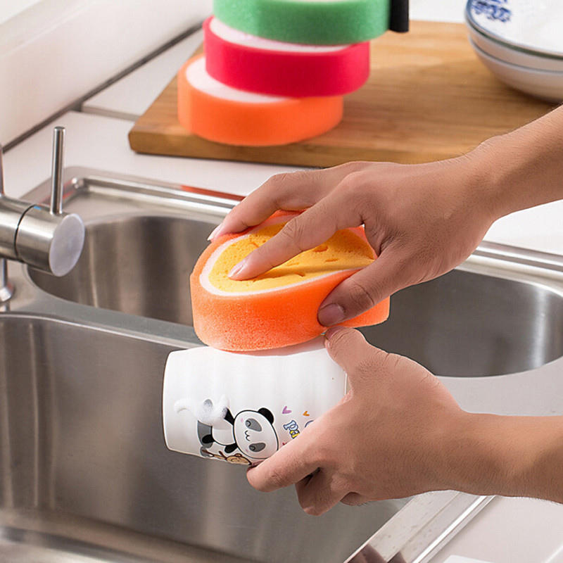 1PS Scouring Pad Sponge Dish Fruit Shape Thicken Microfiber Kitchen Cleaning Cloths Washing Dishes