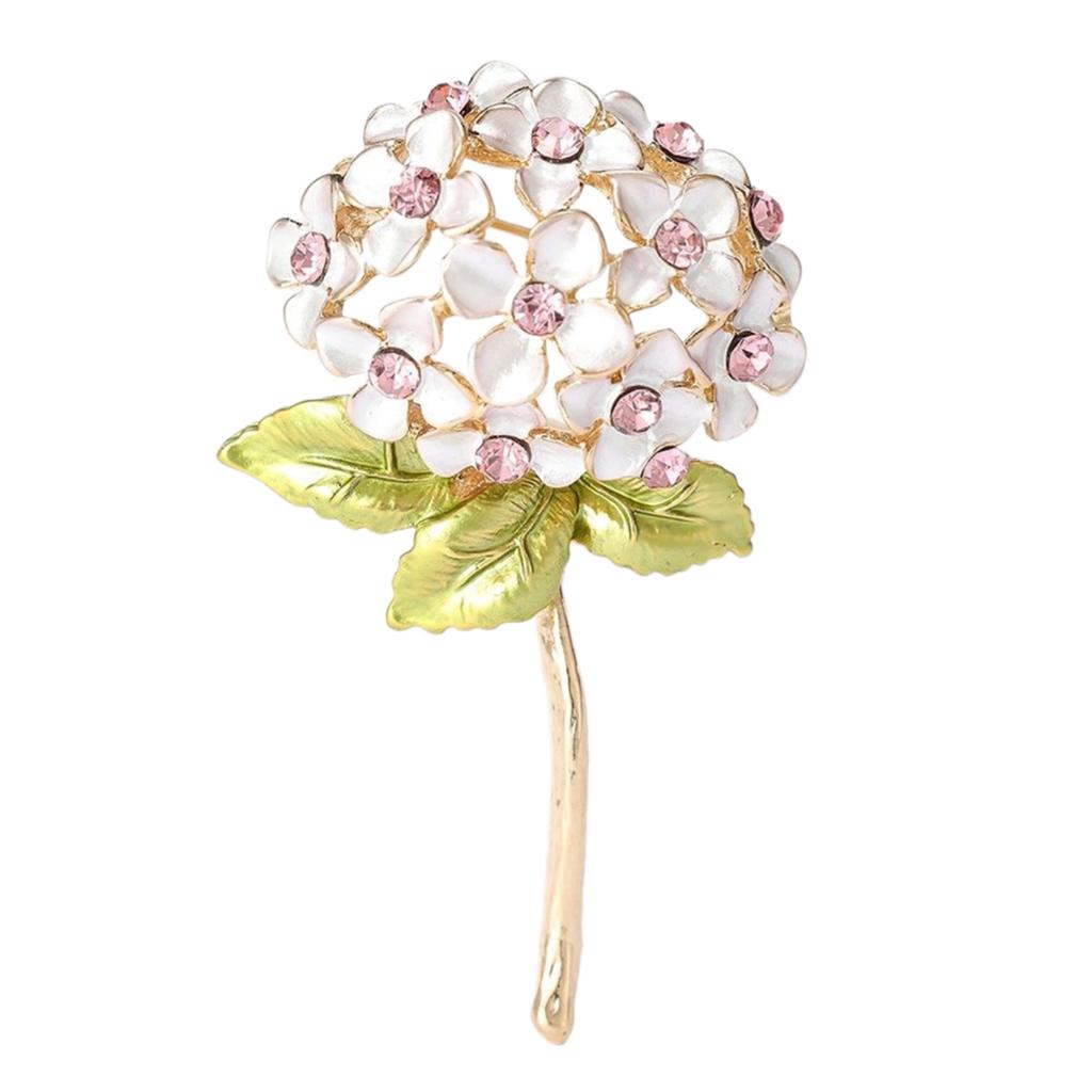 Elegant Hortensiabrosje i hvite toner Sofistikert blomsternål for moteriktige kvinner som søker stil og detaljer