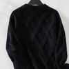 Autumn Winter Vintage Solid Color Loose Long Sleeve O Neck Cardigan Sweater Top Knitwear