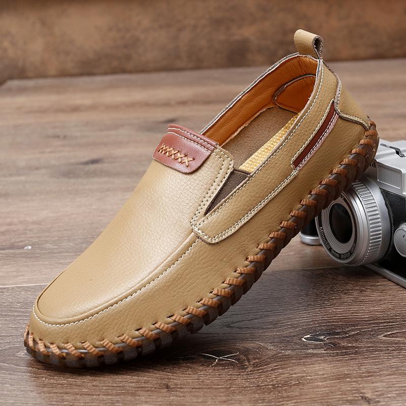Foreign trade large size handmade men's shoes one pedal Doudou shoes men's soft-soled driving shoes fashion casual leather shoes