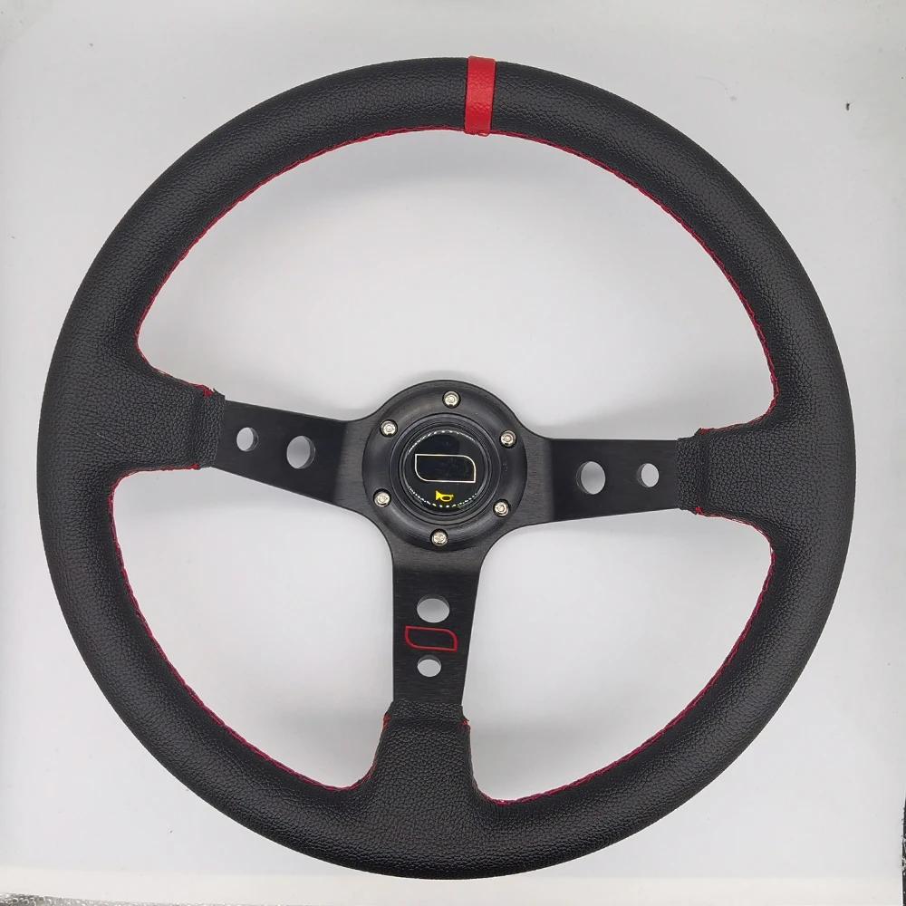 Universal 14 Inch 350mm Suede/PVC/PU Car Aluminum Racing Steering Wheels Deep Corn Drifting Sport Auto Steering Wheel With Logo