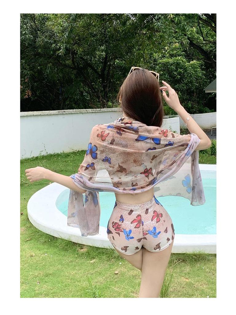 Women's 2025 Four-Piece Swimsuit Set: Long Sleeve Bikini & Maxi Dress for Seaside Vacations