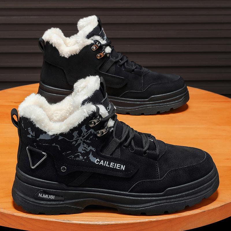 

Men s shoes winter velvet Martin boots men s British retro high-top shoes thickened warm cotton shoes short boots 44