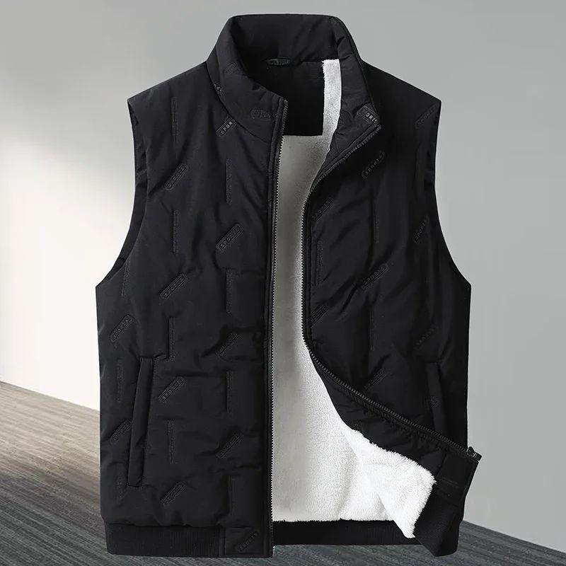 Large Size Men's Winter Vest Fur Fleece-Lined Warm Sleeveless Jacket Male Thicke Cotton Padded Casual White Big Plus Work
