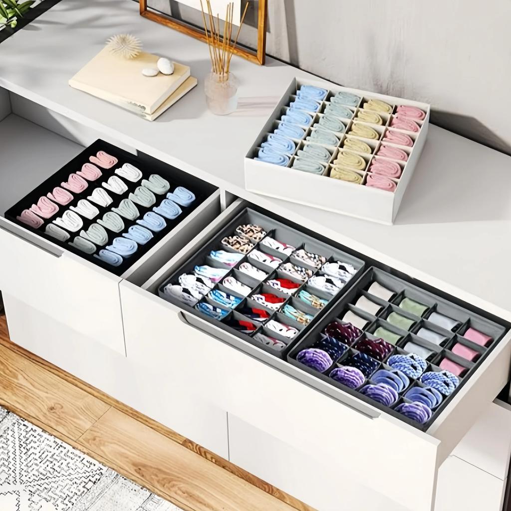 Faltbare Haushalts-Unterwäsche-Aufbewahrungsbox mit 24 Fächern Kleiderschrank BH- und Socken-Aufbewahrung Schubladen-Stil Box