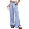 Women's High Rise Wide Leg Pants Loose Fit Trousers Plaid Drawstring Woven Spring Casual Long Pants For Daily Street Outfit