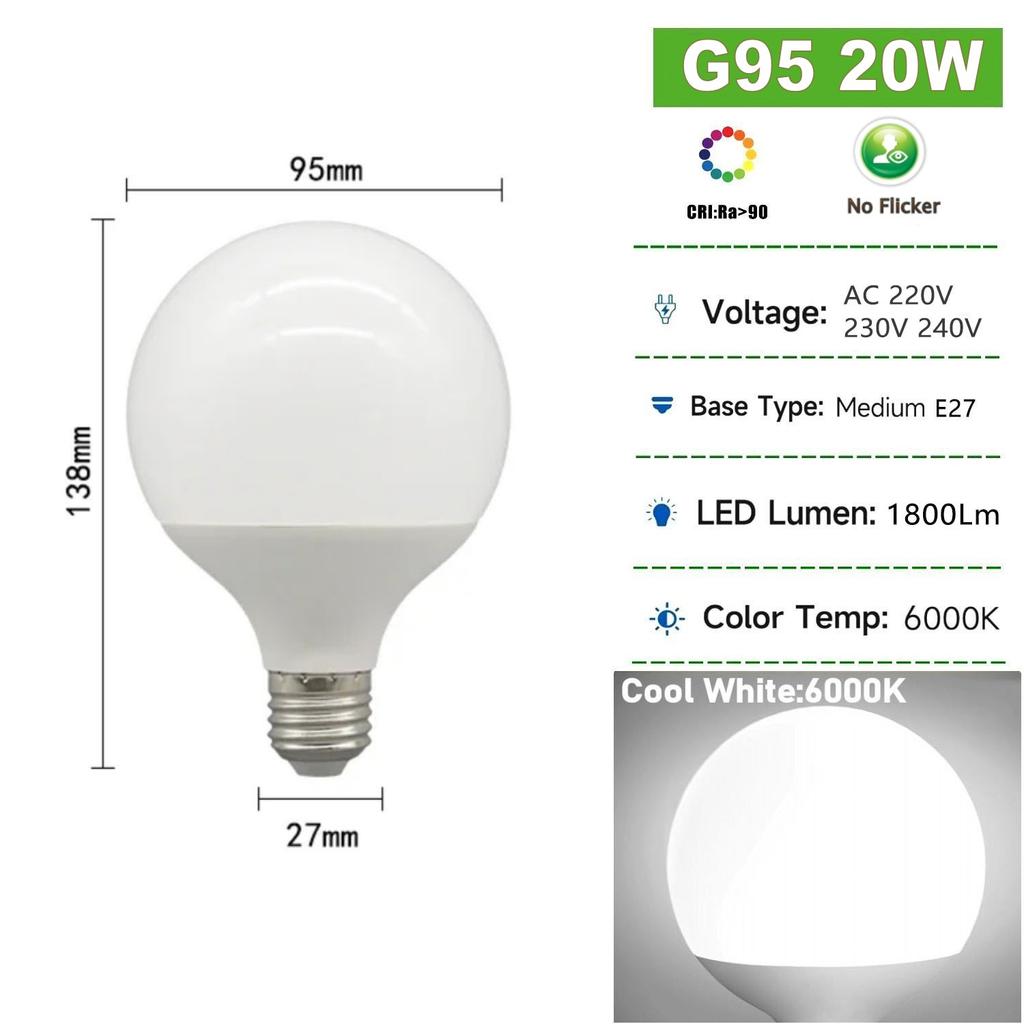 LED Bulbs E27 30W 20W 15W 9W 5W Energy Saving DC AC 220V 230V G80 G95 G120 LED Lamp Global Light Lampada Ampoule LED Lighting