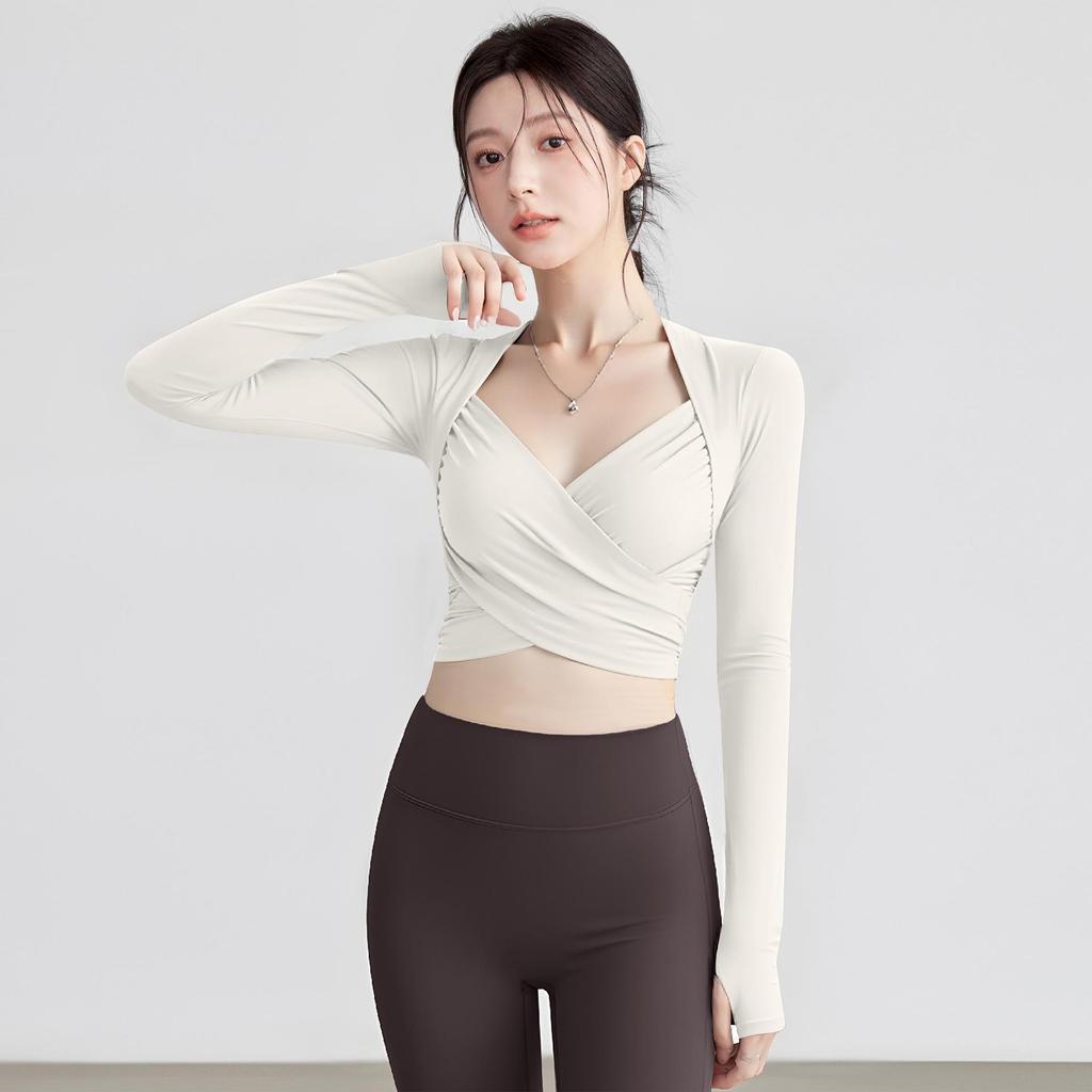 Autumn Yoga Set: Chest-Padded, Tight-Fit, Slimming, Long-Sleeve Training Top for Running & Sports