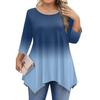 Dámská trička s 3/4 rukávem plus size, tunikové topy s kulatým výstřihem, základní volný střih, trička L-5XL