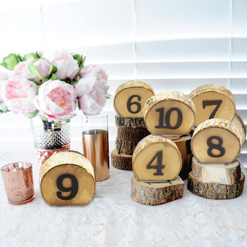 Andoer Wedding Table Number, 1-10 Wooden Table Number Rustic Party Wedding Decoration Number Blocks Professional Table Numbers For Wedding Reception