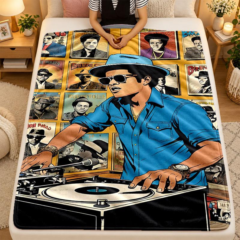 Flannel BlanketBruno Mars Warm Soft Throw Blanket for Indoor Sofa Bed Living Room Use