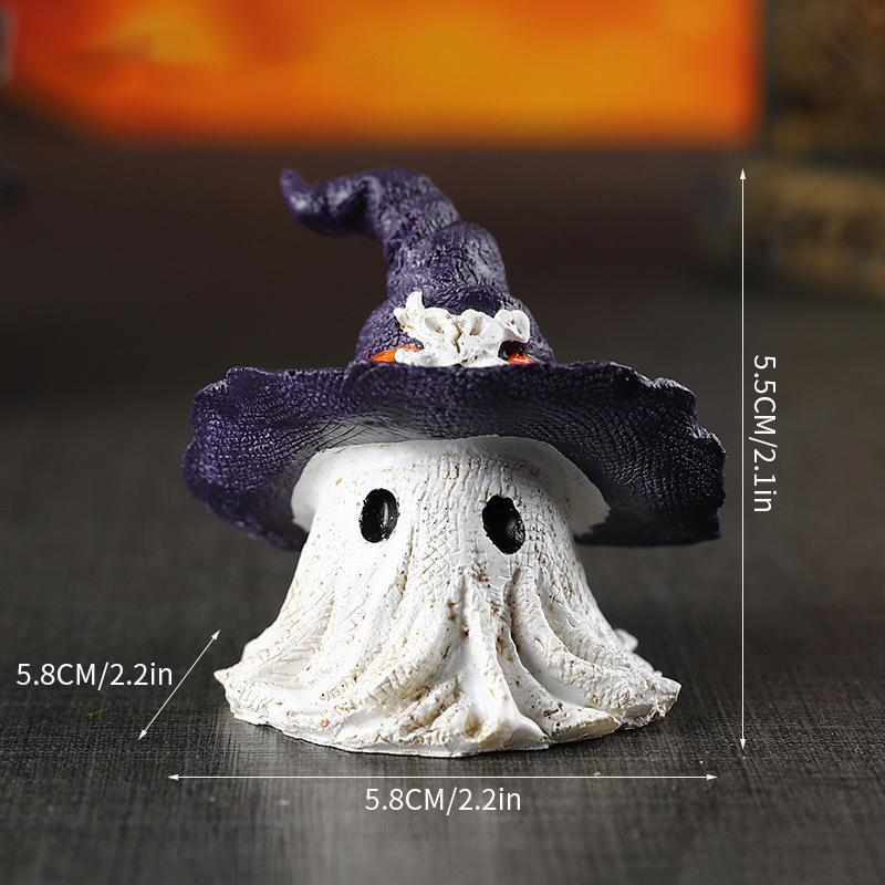 

Фигурки призраков из смолы - Декор шляпы ведьмы на Хэллоуин с мини-тыквами для настольных сцен на вечеринку фиолетовый