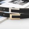 Vintage Korean Waist Strap Thin Waistband Trouser Dress Decoration Leather Belt Metal  Buckle