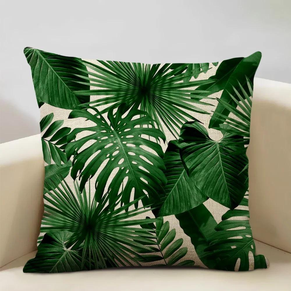 

Home Decor Exotic Tropical Leaf Pattern Pillow Covers Pattern Cushion Cover Suitable For Sofa Bedroom Car Pillow Cover 16x16Inch
