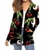 Women's Fashion Christmas Print Long-Sleeved Pocketed Slim-Fit Cardigan Coat