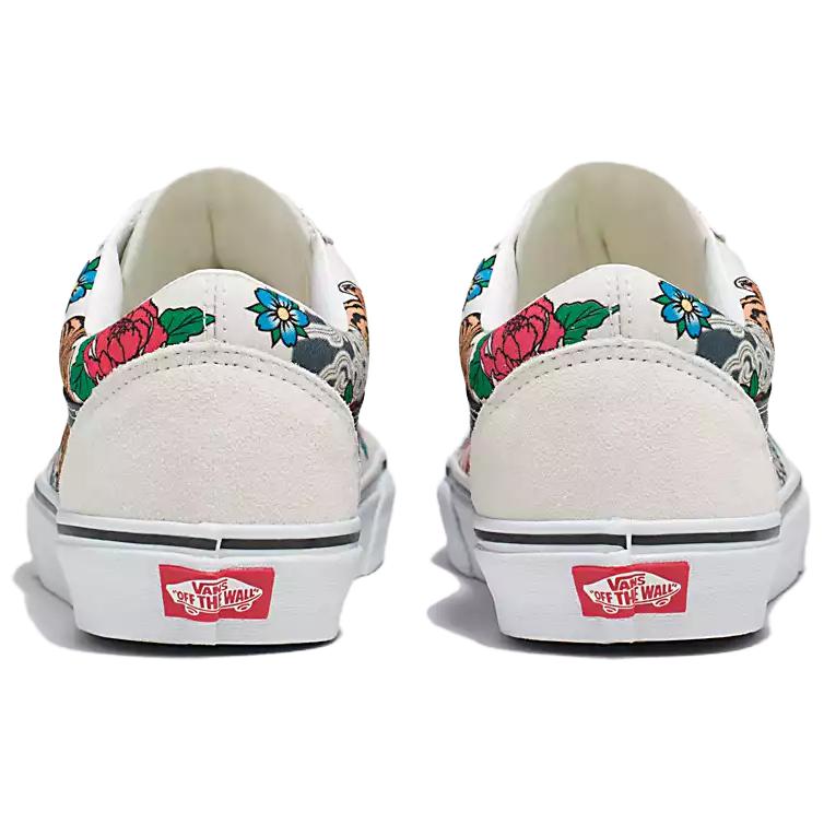 Vans Old Skool Tiger Floral Canvas Comfortable Quality Shock Absorption Wear Resistant Low Top Skate Shoes Unisex Sneakers White Black VN0005UF6GL