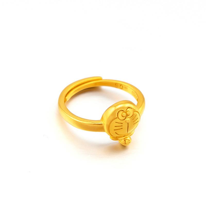 Doraemon Delightful Cat Cartoon Ring In Gleaming Gold Plated Brass For Kids Adults And