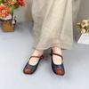 Johnature Genuine Leather Mixed Colors Flats Retro Versatile Shallow Soft Sole Handmade Women Shoes