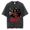 T-shirt Grafica Michael Jackson Thriller Vintage Lavata Uomo Donna Retro Gotica Rock Horror T-shirt Maschile Punk T-shirt Oversize