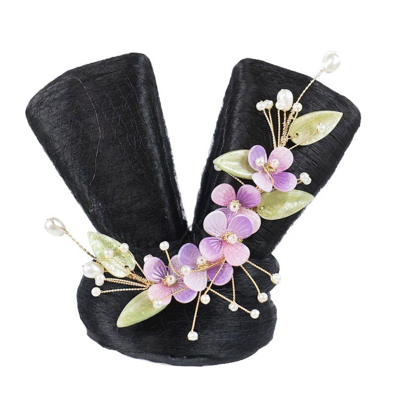 Children's Han Chinese Costume Chignon Ornament Cute Girl Tang Style Bun Mid-Autumn Festival Stage Performance Headdress Suit